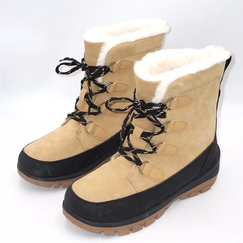 Nubuck Leather And Faux Fur Winter Boots Target Brand Tan Snow Warm